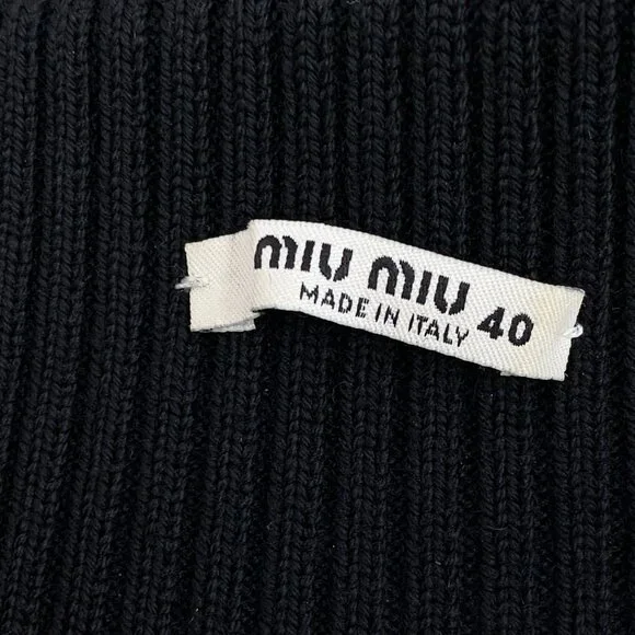 FW0246 MiuMiu Black wool single-breasted knitted skirt 40 M size